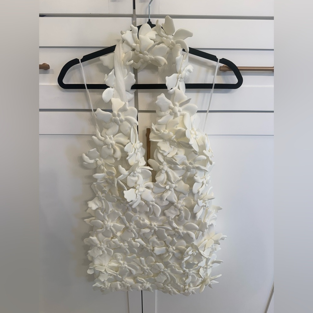 AKIRA White 3D Floral Mini Dress